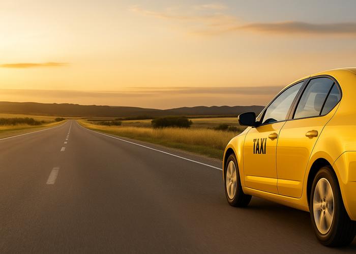 EZ Cab Company long distance taxi service in San Diego with scenic sunset background