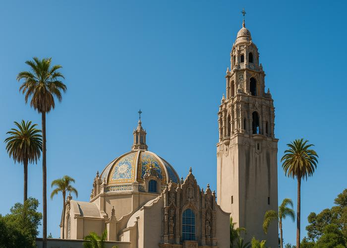 San Diego Balboa Park historic architecture – EZ Cab Company local taxi service