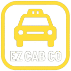 a logo for ez cab co is symmetrically organized wi